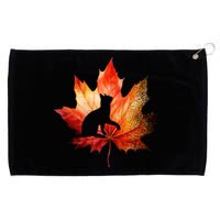 Autumn Cat Fall Lover Grommeted Golf Towel