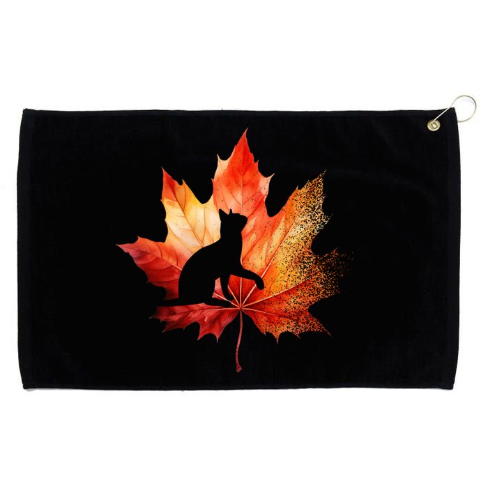 Autumn Cat Fall Lover Grommeted Golf Towel