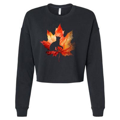 Autumn Cat Fall Lover Cropped Pullover Crew