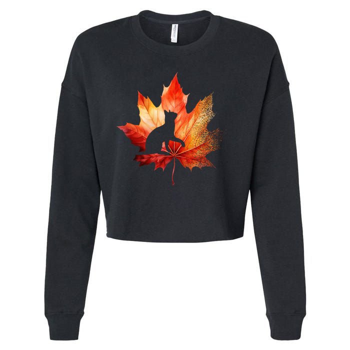 Autumn Cat Fall Lover Cropped Pullover Crew