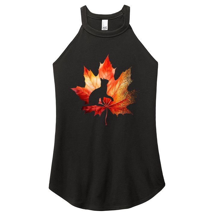 Autumn Cat Fall Lover Women's Perfect Tri Rocker Tank