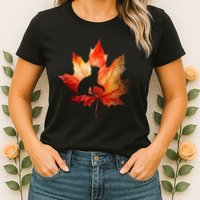 Autumn Cat Fall Lover Womens T-Shirt