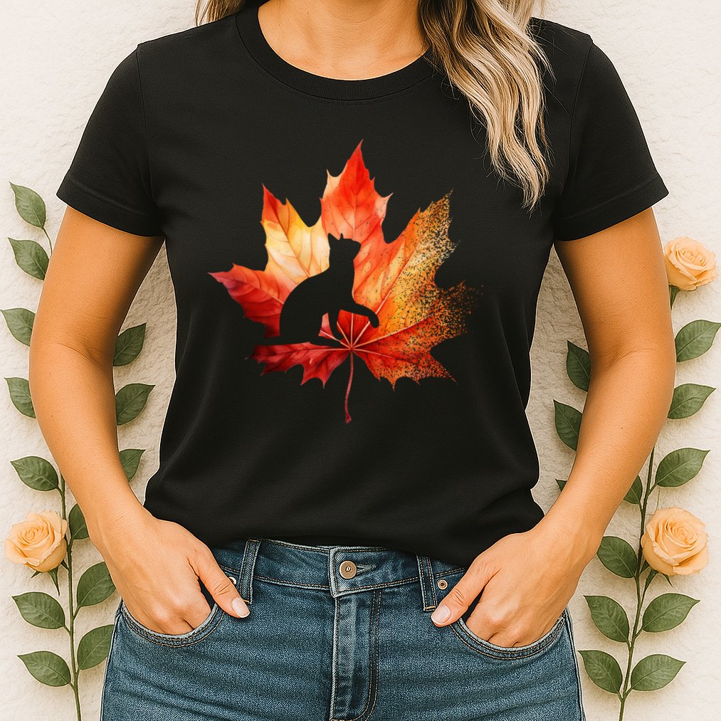 Autumn Cat Fall Lover Womens T-Shirt