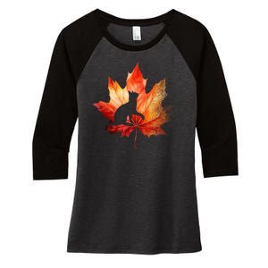 Autumn Cat Fall Lover Women's Tri-Blend 3/4-Sleeve Raglan Shirt