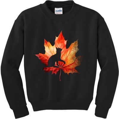 Autumn Cat Fall Lover Kids Sweatshirt