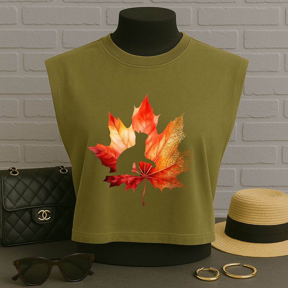 Autumn Cat Fall Lover Garment-Dyed Women's Muscle Tee