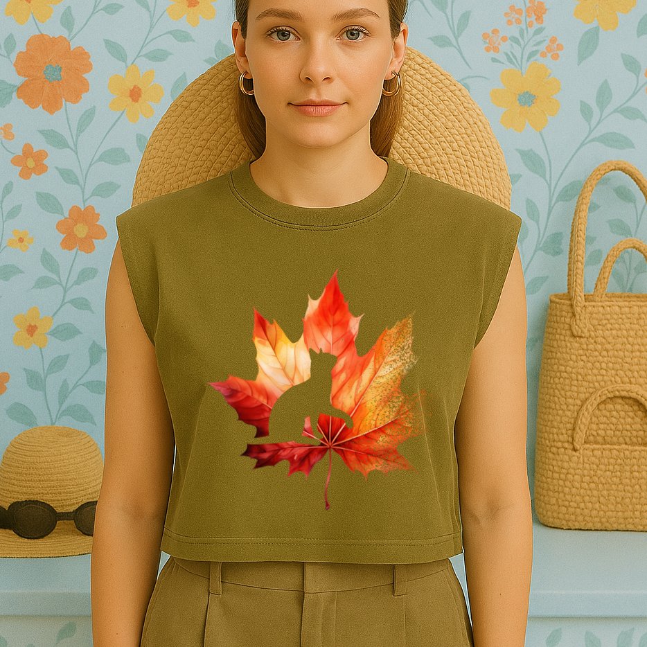 Autumn Cat Fall Lover Garment-Dyed Women's Muscle Tee