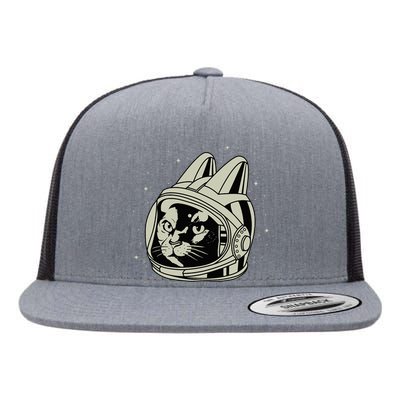 Astronaut Cat funny Cat Lovers Flat Bill Trucker Hat