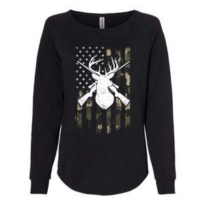 American Camouflage Flag Whitetail Buck Deer Hunting Funny Gift Great Gift Womens California Wash Sweatshirt