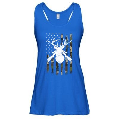 American Camouflage Flag Whitetail Buck Deer Hunting Funny Gift Great Gift Ladies Essential Flowy Tank