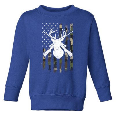 American Camouflage Flag Whitetail Buck Deer Hunting Funny Gift Great Gift Toddler Sweatshirt