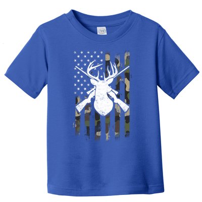 American Camouflage Flag Whitetail Buck Deer Hunting Funny Gift Great Gift Toddler T-Shirt