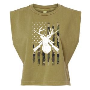 American Camouflage Flag Whitetail Buck Deer Hunting Funny Gift Great Gift Garment-Dyed Women's Muscle Tee