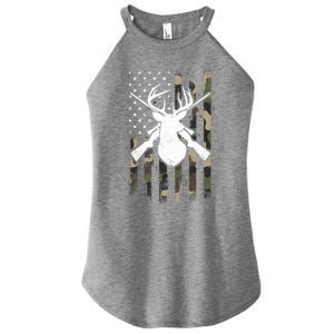 American Camouflage Flag Whitetail Buck Deer Hunting Funny Gift Great Gift Women's Perfect Tri Rocker Tank