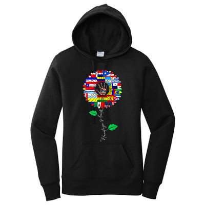 All Countries Flags Sunflower Hispanic Heritage Month Latino Women's Pullover Hoodie