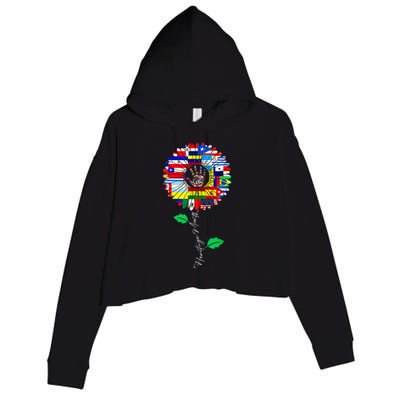 All Countries Flags Sunflower Hispanic Heritage Month Latino Crop Fleece Hoodie