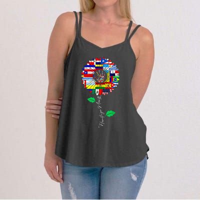 All Countries Flags Sunflower Hispanic Heritage Month Latino Women's Strappy Tank