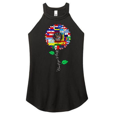 All Countries Flags Sunflower Hispanic Heritage Month Latino Women’s Perfect Tri Rocker Tank