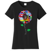 All Countries Flags Sunflower Hispanic Heritage Month Latino Women's T-Shirt