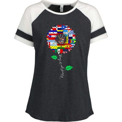 All Countries Flags Sunflower Hispanic Heritage Month Latino Enza Ladies Jersey Colorblock Tee