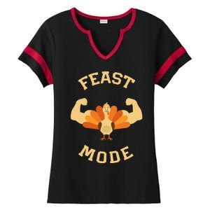 Adults Cute Feast Mode Thanksgiving Day Gift Ladies Halftime Notch Neck Tee