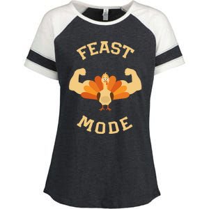 Adults Cute Feast Mode Thanksgiving Day Gift Enza Ladies Jersey Colorblock Tee