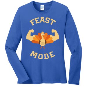 Adults Cute Feast Mode Thanksgiving Day Gift Ladies Long Sleeve Shirt