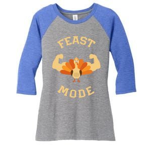 Adults Cute Feast Mode Thanksgiving Day Gift Women's Tri-Blend 3/4-Sleeve Raglan Shirt