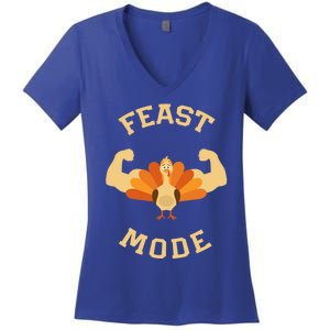 Adults Cute Feast Mode Thanksgiving Day Gift Women's V-Neck T-Shirt