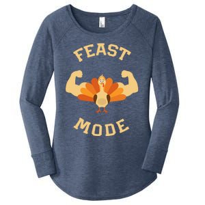 Adults Cute Feast Mode Thanksgiving Day Gift Women's Perfect Tri Tunic Long Sleeve Shirt