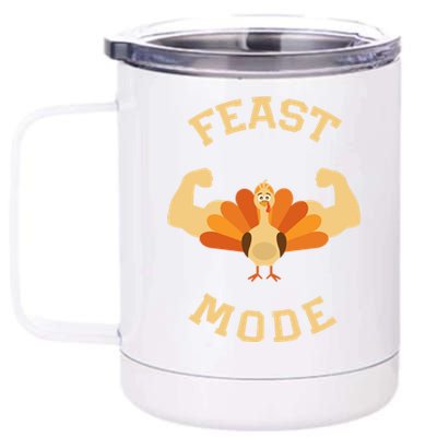 Adults Cute Feast Mode Thanksgiving Day Gift 12 oz Stainless Steel Tumbler Cup