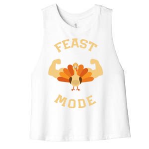 Adults Cute Feast Mode Thanksgiving Day Gift Women's Racerback Cropped Tank