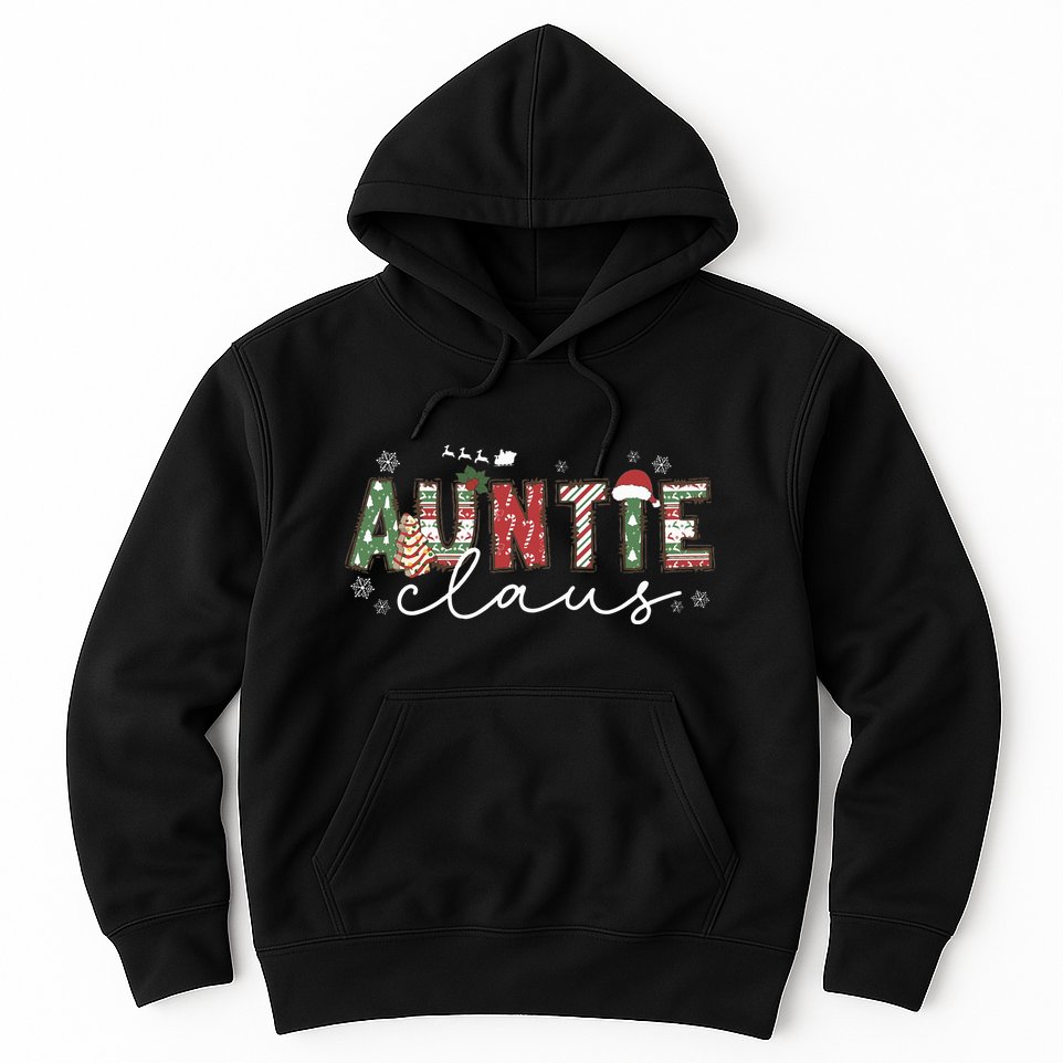 Auntie Claus Groovy Xmas Matching Family  Hoodie