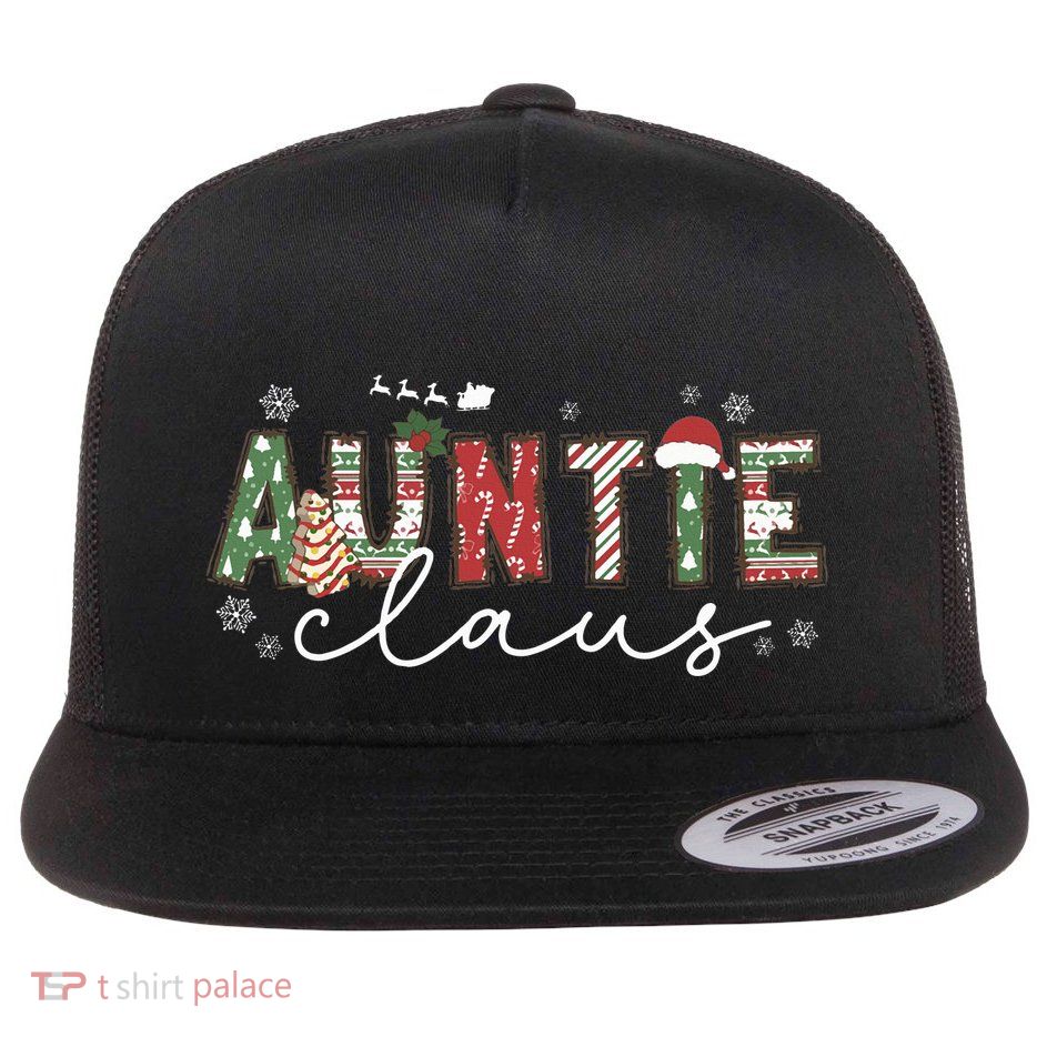 Auntie Claus Groovy Xmas Matching Family  Flatbill Hat