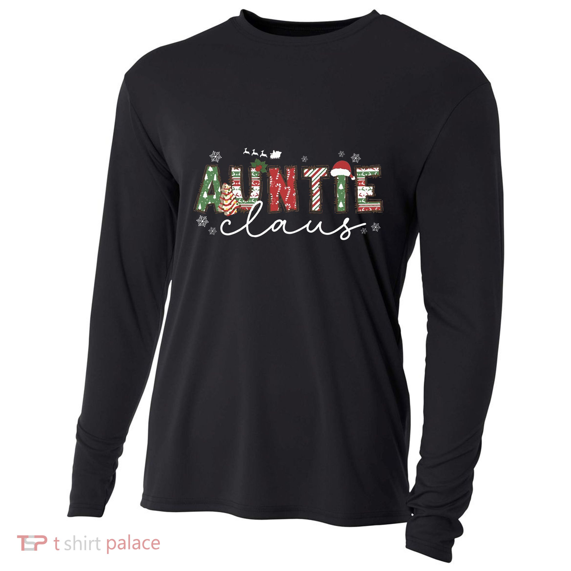 Auntie Claus Groovy Xmas Matching Family  Cooling Performance Long Sleeve Crew