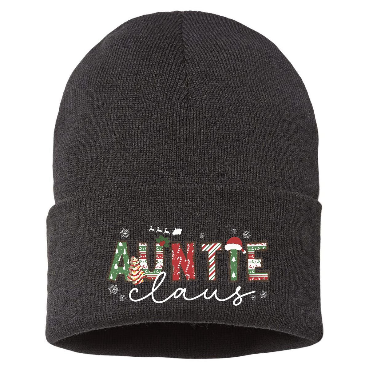 Auntie Claus Groovy Xmas Matching Family  Sustainable Knit Beanie