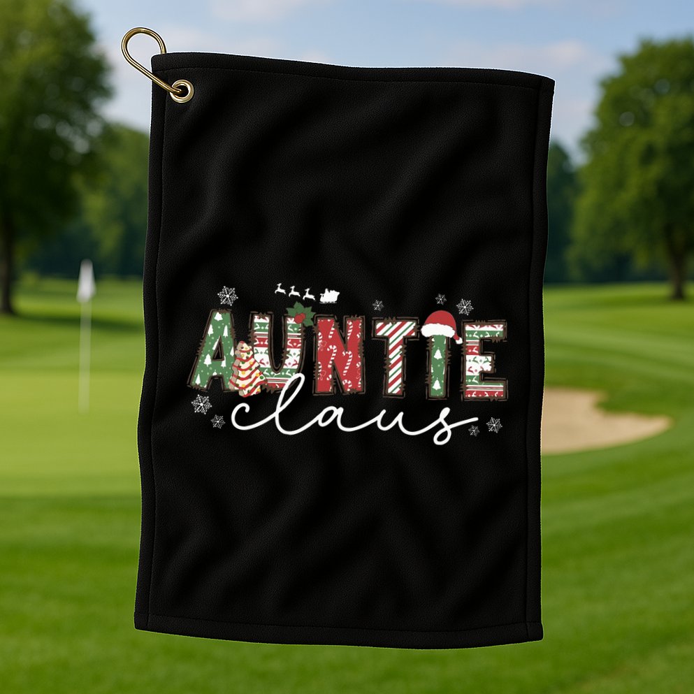 Auntie Claus Groovy Xmas Matching Family  Golf Towel