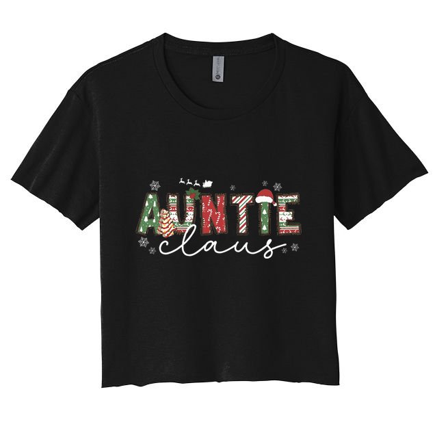 Auntie Claus Groovy Xmas Matching Family  Crop Top