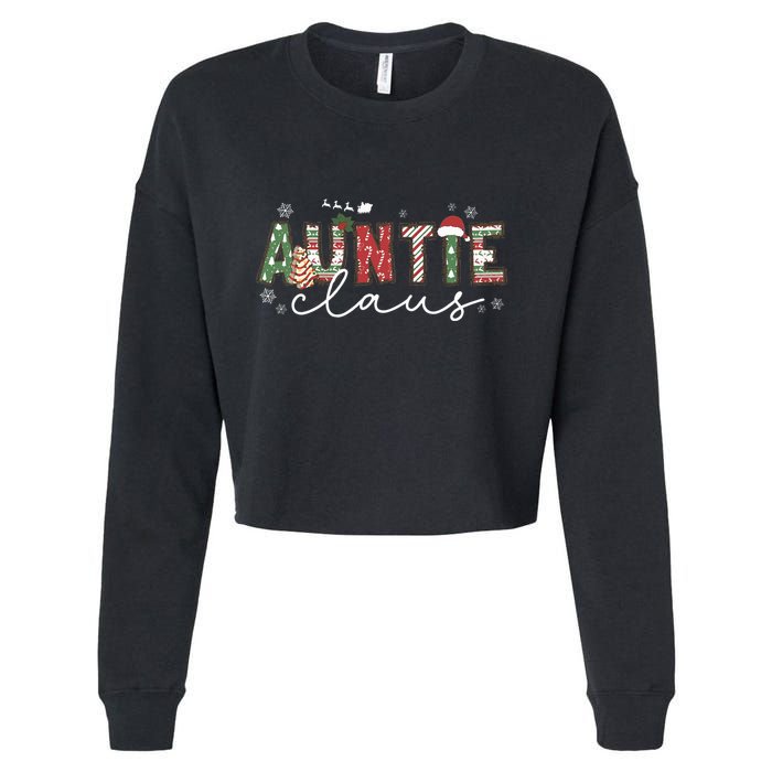 Auntie Claus Groovy Xmas Matching Family  Cropped Pullover Crew