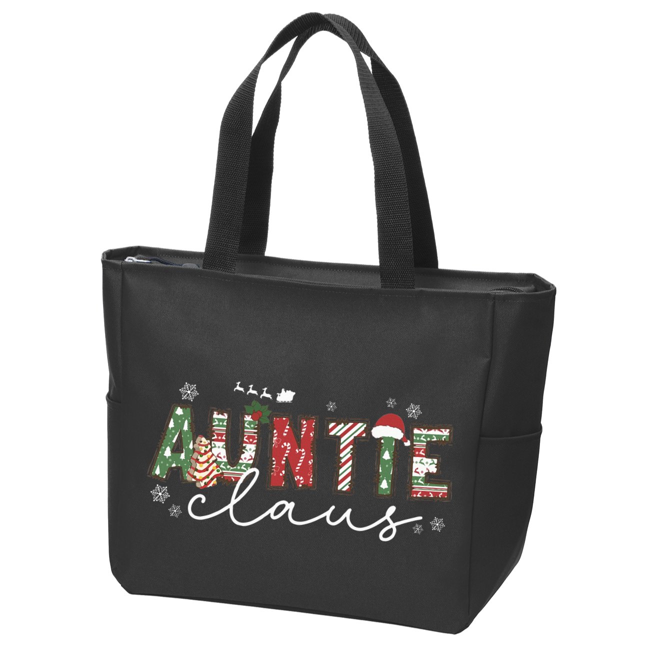 Auntie Claus Groovy Xmas Matching Family  Zip Tote Bag