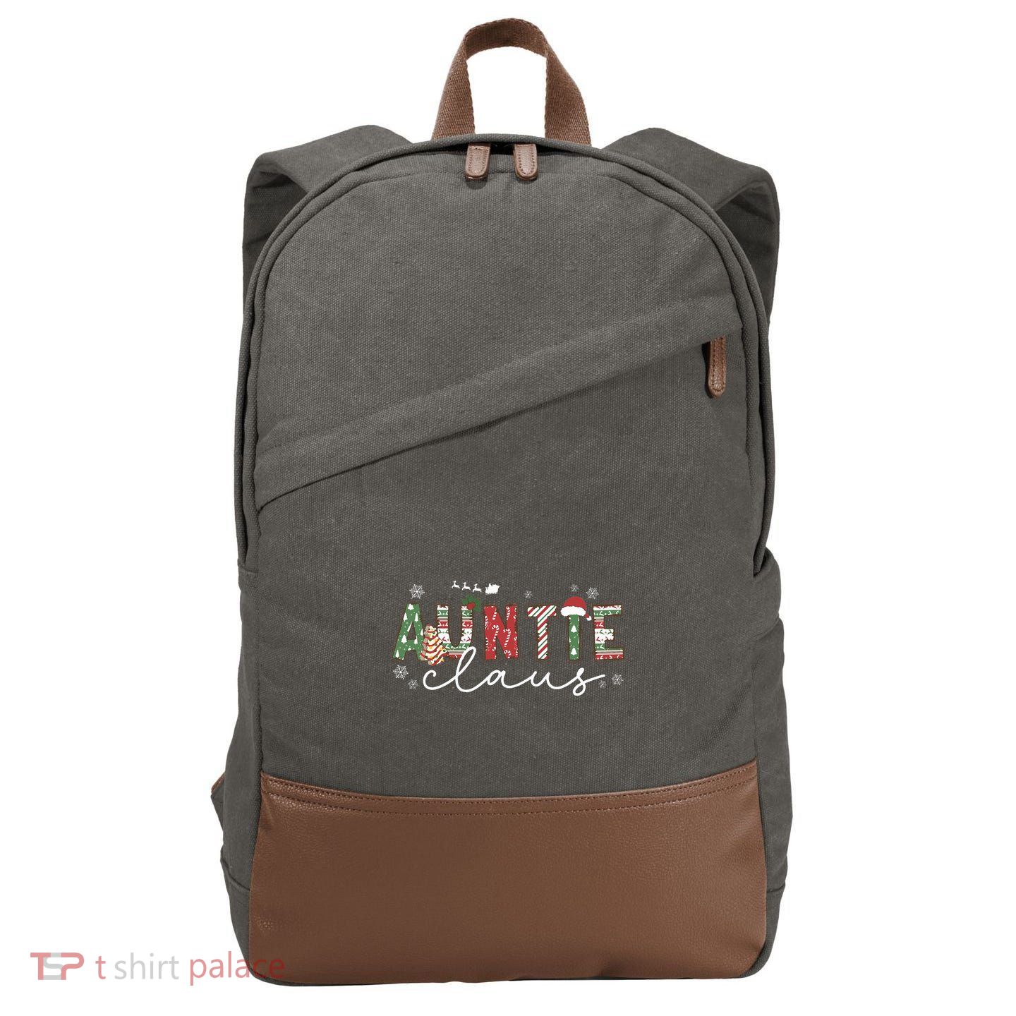 Auntie Claus Groovy Xmas Matching Family  Cotton Canvas Backpack