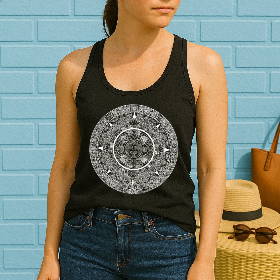 Aztec Calendar God Calendar Serpent Mesoamerica Womens Tank Top