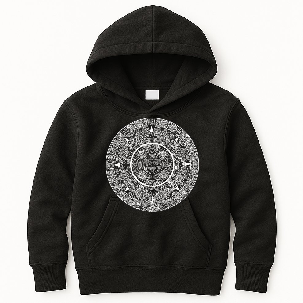 Aztec Calendar God Calendar Serpent Mesoamerica Kids Hoodie