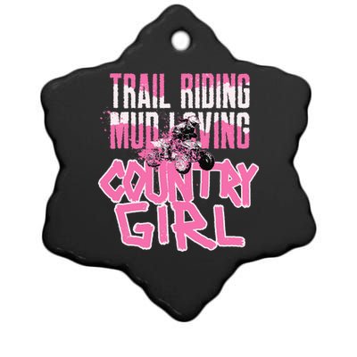 ATV Country Girl Four Wheeler Ceramic Star Ornament