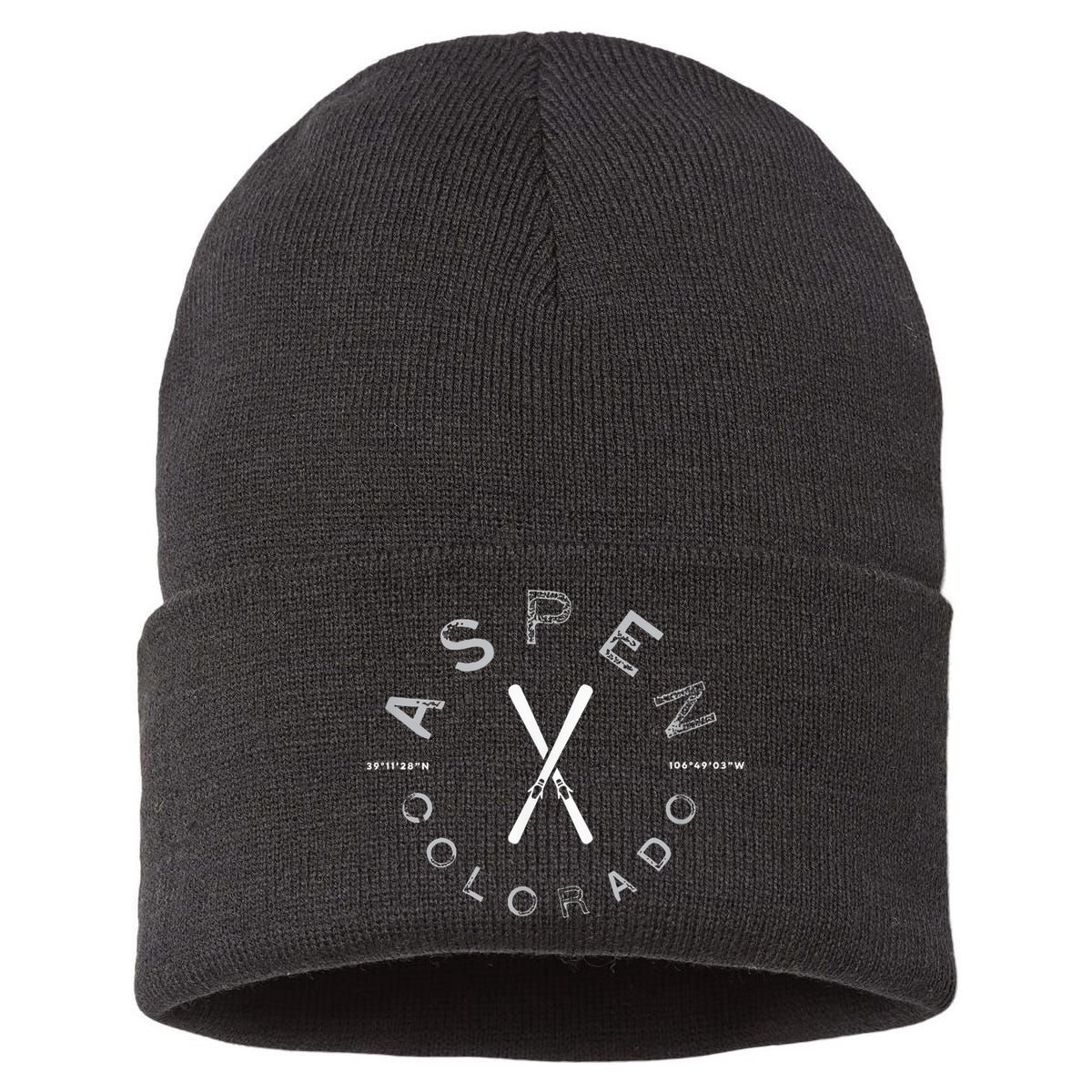 Aspen Colorado Graphic Vintage Ski Sustainable Knit Beanie