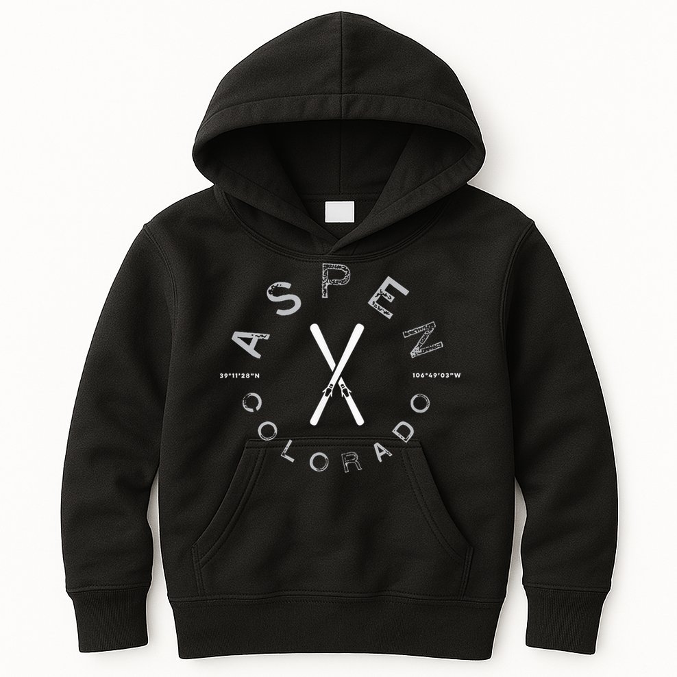 Aspen Colorado Graphic Vintage Ski Kids Hoodie