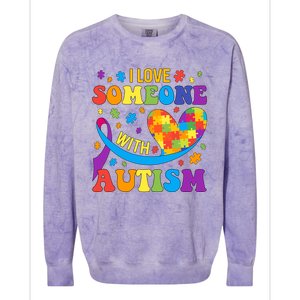 Autism Cool Gift I Love Someone With Autism Gift Colorblast Crewneck Sweatshirt