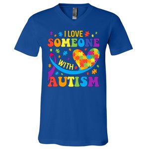 Autism Cool Gift I Love Someone With Autism Gift V-Neck T-Shirt