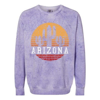 Arizona Cool Gift Gift Vintage Retro Cactus Gift Colorblast Crewneck Sweatshirt