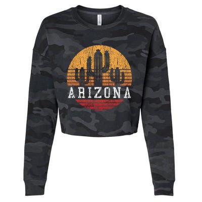 Arizona Cool Gift Gift Vintage Retro Cactus Gift Cropped Pullover Crew